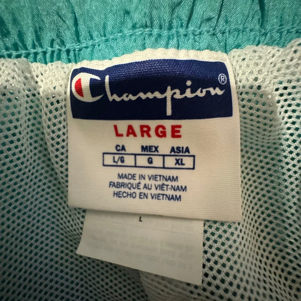 Champion Retro 90s Style Crinkle Nylon Windbreaker Pants Colorblock Size L